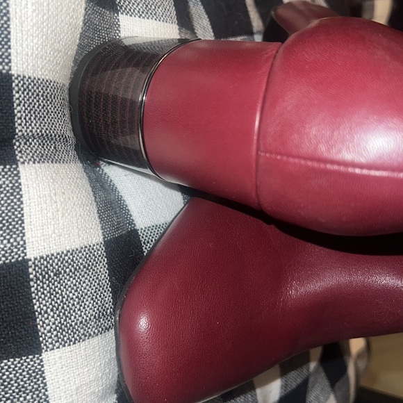 Alfani New Fall Perfect Short Bootie High Stacked Heel Zipper Maroon Square Toe - Picture 5 of 9